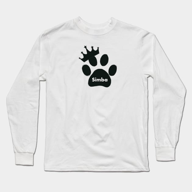 simba cat name made of hand drawn paw prints Long Sleeve T-Shirt by GULSENGUNEL